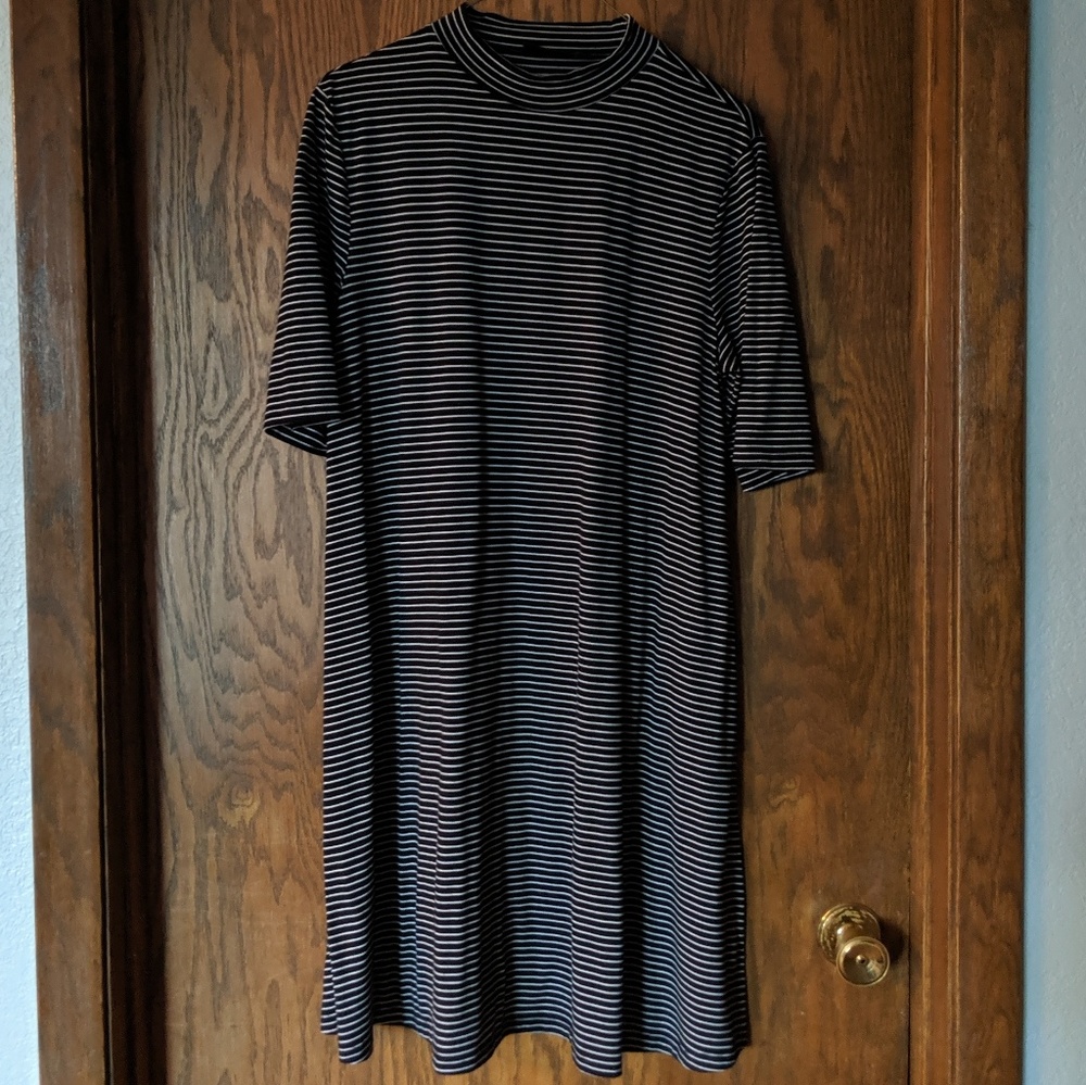 Apt 9 Black & White Stripe A-line Mock Neck Dress